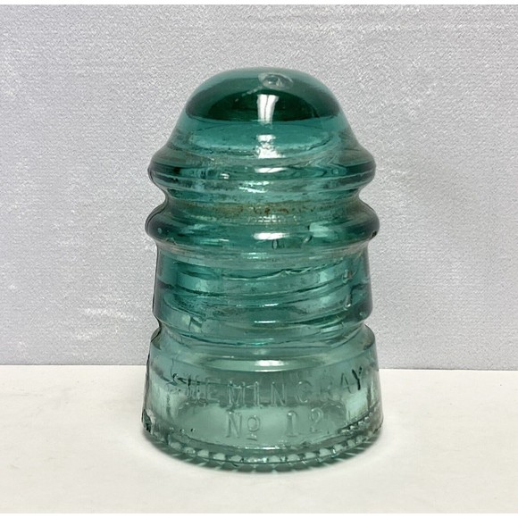 Vintage Small Hemingray-12 Aqua Green Insulator 3.5 Inch - Picture 1 of 10